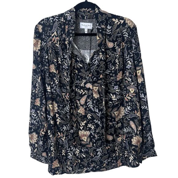 NWT Michael Stars Alexei Printed Bow Blouse Size 2X - Picture 2 of 12